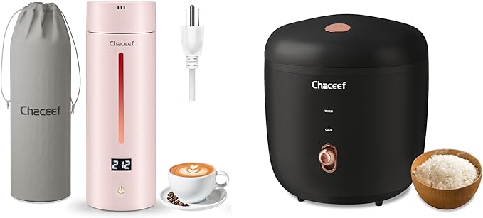 CHACEEF 1.2L Mini Rice Cookers &amp 350ml Travel Electric Kettle