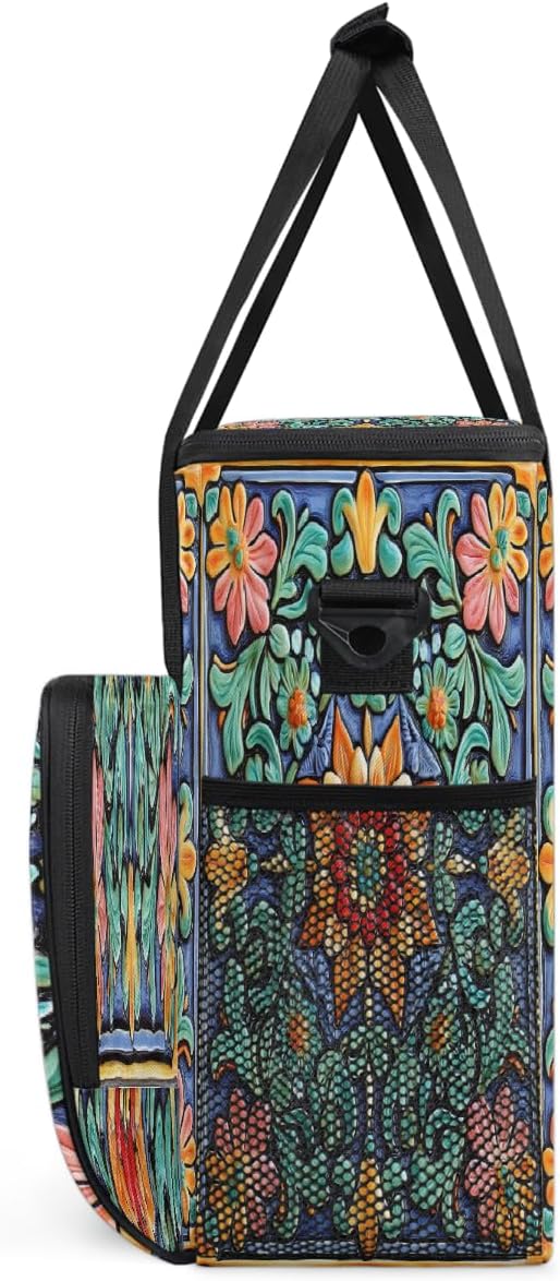 Ceramic Glass Flowers Coffee Maker Carring Bag Travel Carrying Storage Tote Bag Compatible with Keurig K-Mini or K-Mini Plus Portable Single Serve Coffee Brewer Case with Pockets for K-cup Pods