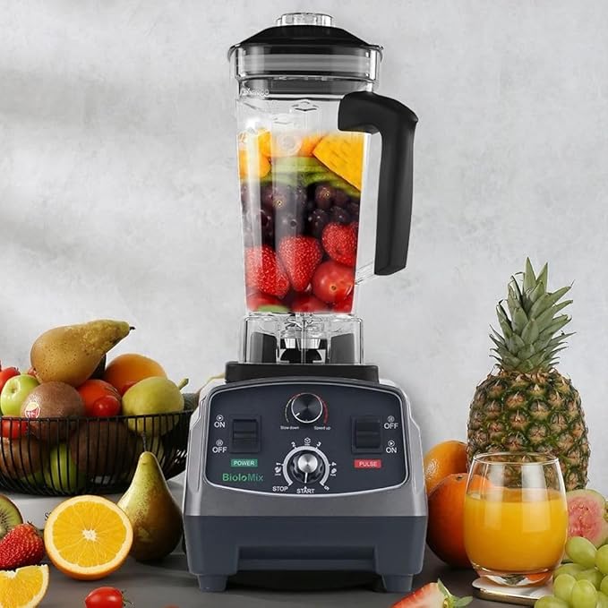 Generic high power 2200w commercial grade blender with timer 2l bpa-free jar 9.05 x 19.68 x 7.87 in Black