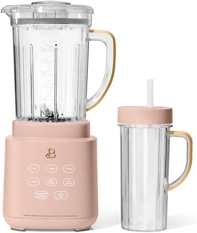 High Performance Countertop Blender System with Personal Blending Cups Ice Crushing Smoothie and Food Processing (Rose)