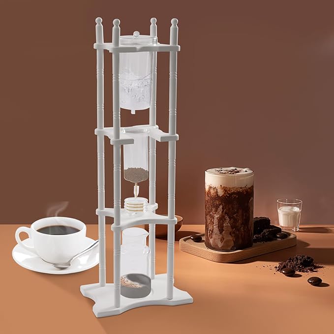 Cold Brew Coffee Maker Iced Coffee Maker Machine Slow Drip Tower 2.5L/84.5Oz Wooden Drip Coffee Maker Dripper Set Ice Tea Maker 25 Cups