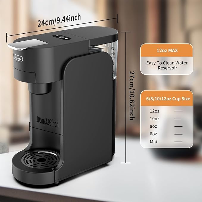 Mini Coffee MakerKCUP Capsule Coffee Maker Mini - 3s Heat-up Precise Temp Control 3 Adjustable Drip Tray BPA-Free Tank Espresso/Americano Modes for Home (Black)