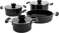 Denmark Tools for Cooks 7 Piece Ceramic Nonstick Aluminum Nesting Cookware Set Pots Pans Black