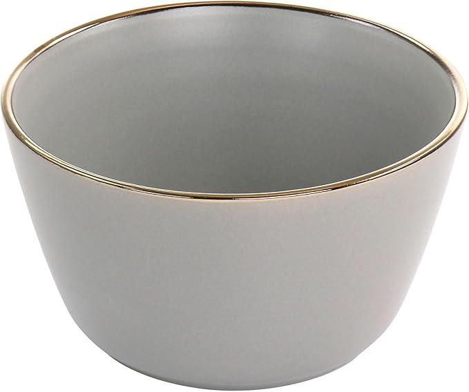 16 Piece Stoneware Dinnerware Set with Gold Rim – Matte Black White &amp Slate Plates Bowls and Mugs – Microwave &amp Dishwasher Safe Tableware Set for 4 (Matte Slate)