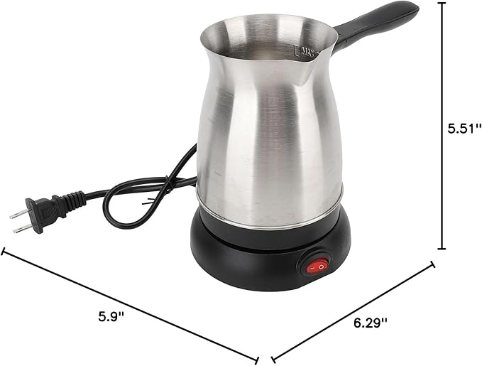 110V Electric Turkish Coffee Pot 600ML Stainless Steel Turkish Coffee Maker Kettle for Home