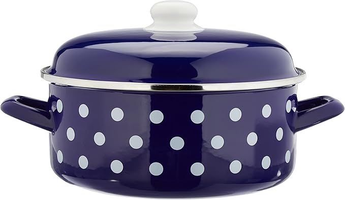 GSW 7-Piece Cooking Pot Set with Dots Blue-white steel enamel plastic