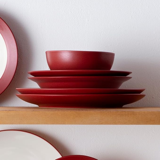 Noritake Colorwave Raspberry 12-Piece Coupe Dinnerware Set Service for 4