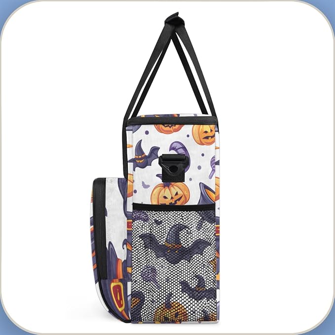 Gothic Pumpkin Coffee Maker Carrying Bag Glowing Pumpkin Travel Storage Bag Compatible with K-Mini or K-Mini Plus Single Serve Coffee Brewer Carrying Case with Multiple Pockets &amp Shoulder Strap