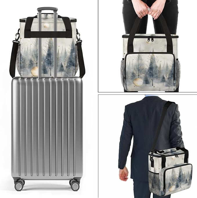 Xmas Tree Coffee Maker Carrying Bag Abstract Tree Travel Storage Bag Compatible with K-Mini or K-Mini Plus Single Serve Coffee Brewer Carrying Case with Multiple Pockets &amp Shoulder Strap