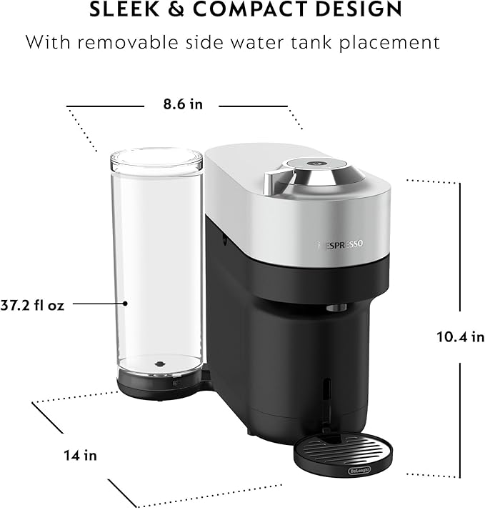 Nespresso Vertuo Pop+ Deluxe Coffee and Espresso Maker by De'Longhi Silver Descaling Kit