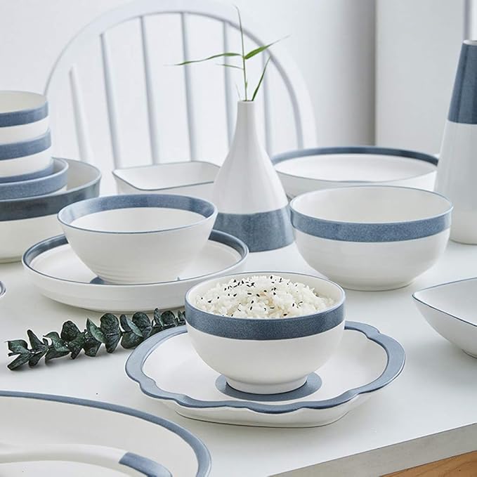 Dinner SetDinnerware Set 46 Piece Nordic Minimalist Style Ceramics Dinner Set - Bowl/Dish/SpoonPorcelain Combination Set for Restaurant Microwave