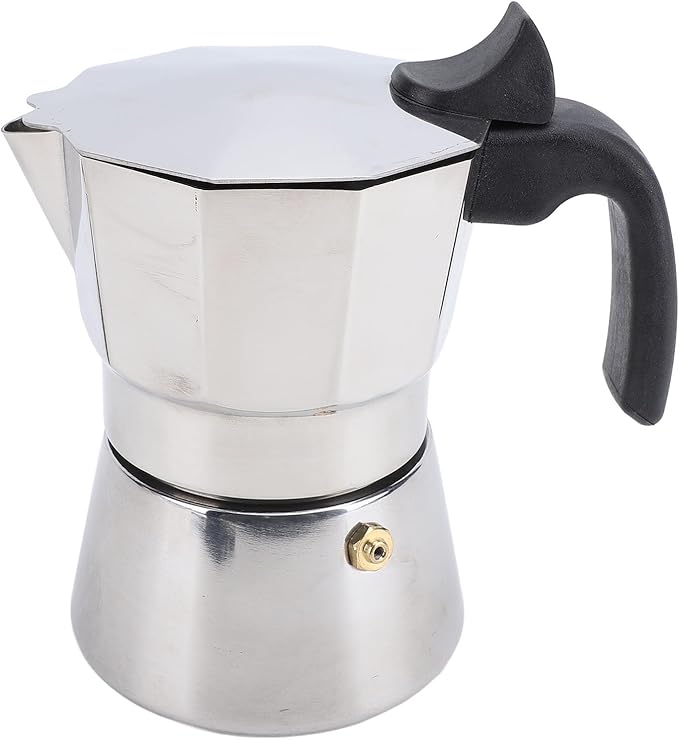 Octagonal Stovetop Coffee Maker Stainless Steel Even Heat Distribution Safe Material Compatible with Gas Stove and Induction Cookers Produces Rich Italian Coffee (150ML)