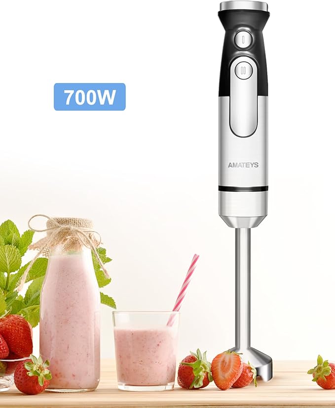 Handblender with PlugImmersion Blender Handheld Heavy-Duty Copper Motor Detachable Stainless Blade Dishwasher Safe 2 Modes with PulseInfinitely Variable Speed Space-Saving Design