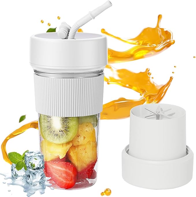Portable Juicer Cup Portable with Straw Fruit Juicer Fruit Mixer Electric Shake Cup for Travel