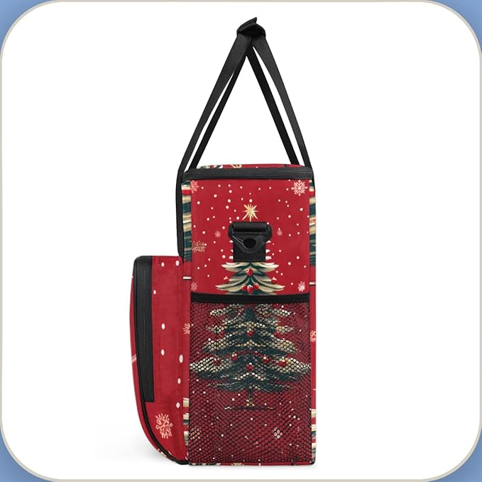 Christmas Festivals Coffee Maker Carrying Bag Colorful Tree Travel Storage Bag Compatible with K-Mini or K-Mini Plus Single Serve Coffee Brewer Carrying Case with Multiple Pockets &amp Shoulder Str