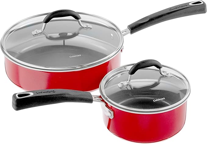 Cuisinart 54C-11R 11-Piece Ceramica XT Nonstick Cookware Set Red/Stainless Steel