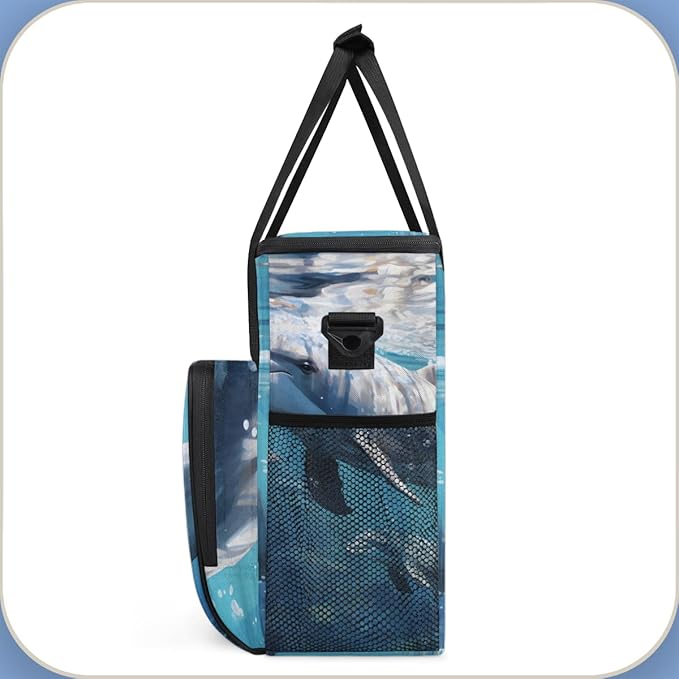 Ocean Sea Dolphin Coffee Maker Carrying Bag Portable Travel Storage Tote Bag Compatible with K-Mini or K-Mini Plus Single Serve Coffee Brewer Carrying Case with Multiple Pockets &amp Shoulder Strap