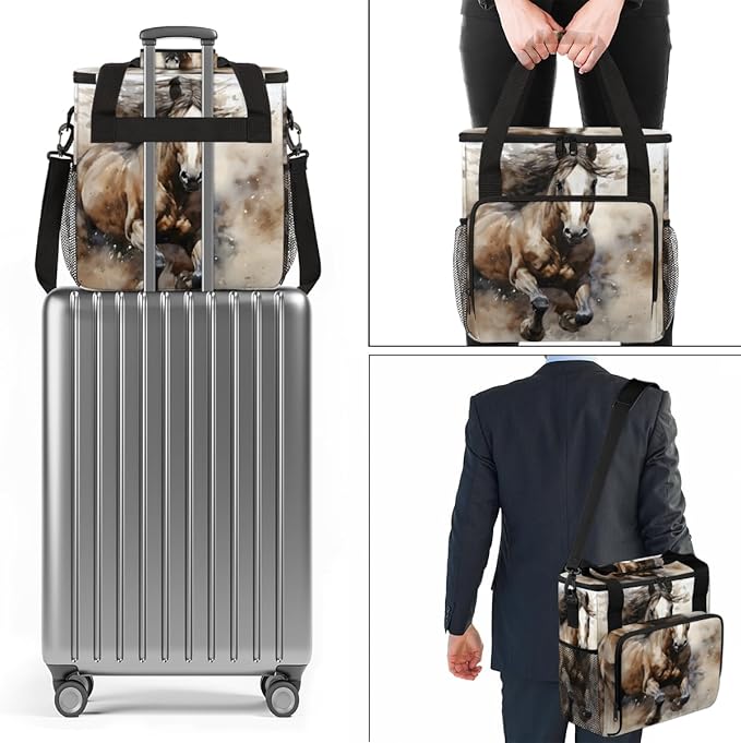Running Horse Coffee Maker Carrying Bag Portable Travel Storage Tote Bag Compatible with K-Mini or K-Mini Plus Single Serve Coffee Brewer Carrying Case with Multiple Pockets &amp Shoulder Strap