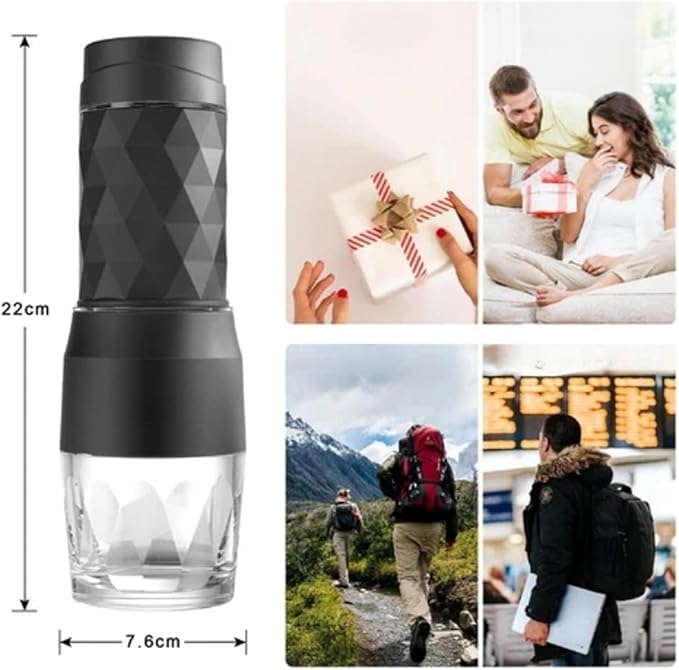 Portable Manual Espresso Machine - 3 in 1 Travel Coffee Maker for Capsule &amp Ground Coffee - Ideal for Camping &amp Outdoor Use