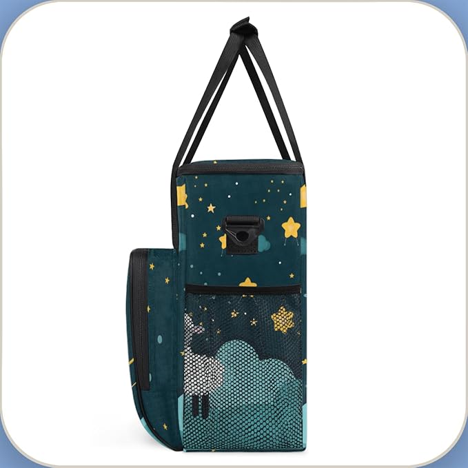 Cartoon Sheep Coffee Maker Carrying Bag Night Star Travel Storage Bag Compatible with K-Mini or K-Mini Plus Single Serve Coffee Brewer Carrying Case with Multiple Pockets &amp Shoulder Strap