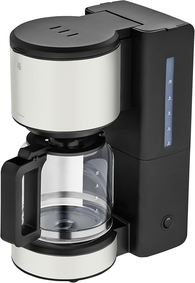 WMF Stelio Aroma Filter Coffee Maker with Glass Carafe Filter Coffee 10 Cups Stainless Steel Coffee Maker Drip Resistant Heating Plate Auto Shut Off 1000 W Matte Grey