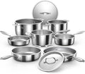 Nuwave Stainless Steel 9-Piece Pro-Smart Cookware Set Space Saving Nestable Design Heavy-Duty Tri-Ply Dishwasher &amp Oven Safe Ergonomic Stay-Cool Handles Induction-Ready &amp Works on All Coo
