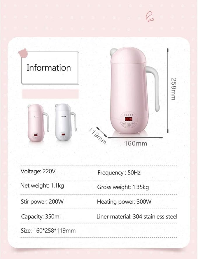 Mini Soymilk Machine Portable Soy Milk Rice Paste Maker Electric Juicer Blender Food Grinding Heating Processor 350ml(Black-JoJo's Bizarre Adventure1)