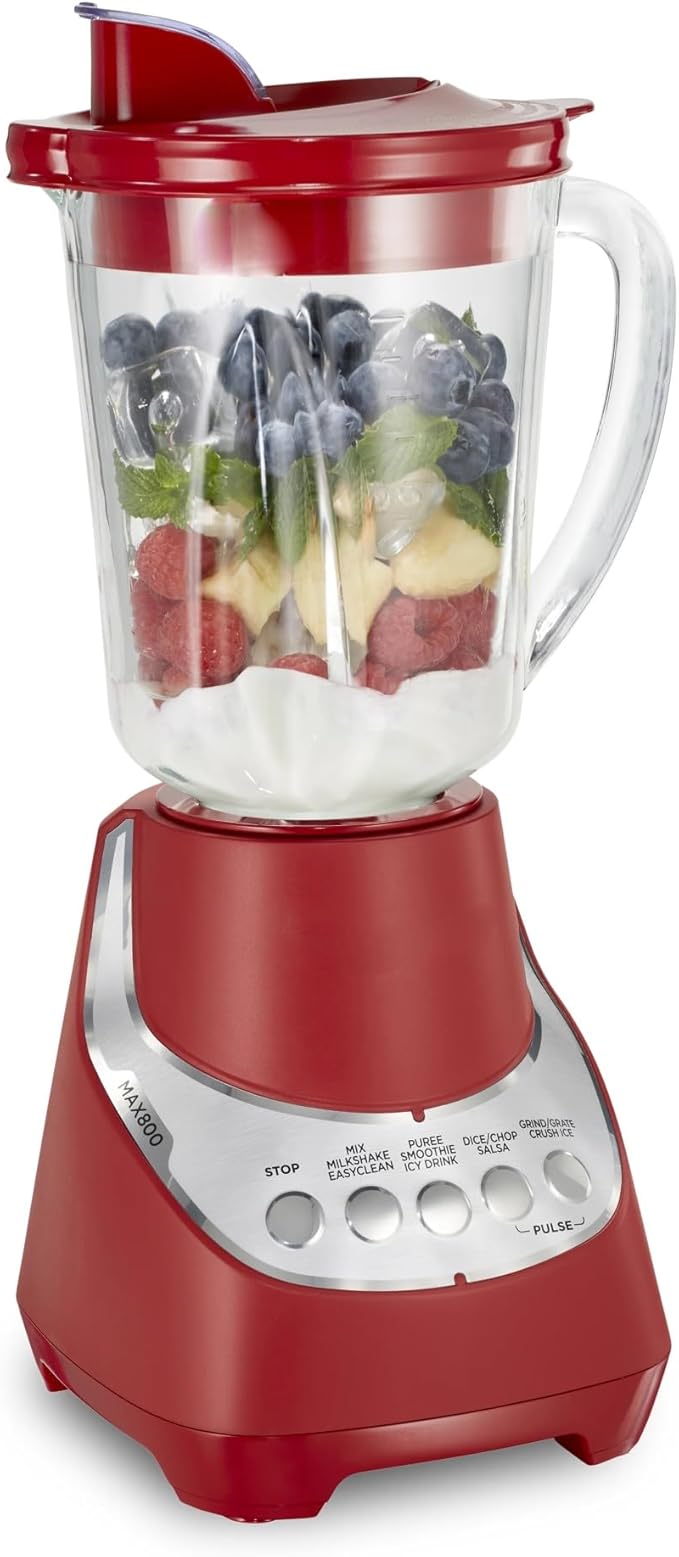 CALFEE Quiet Blender 48 oz. Glass Jar 12 Blending Functions Red