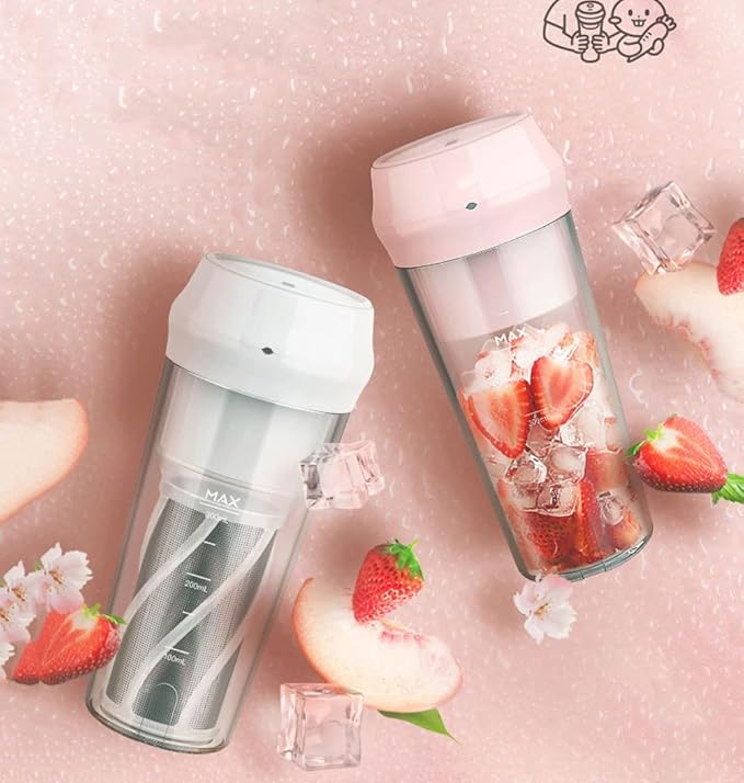 Portable Blender Smoothies Personal Blender Mini Juicer Cup USB Rechargeable (Color : Pink)
