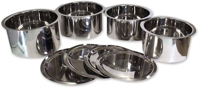8 Piece Stainless Steel Cooking Pots Lids Set | Robust Construction | Versatile Lids | Space-Saving Storage | Ideal for Home and Professional Use