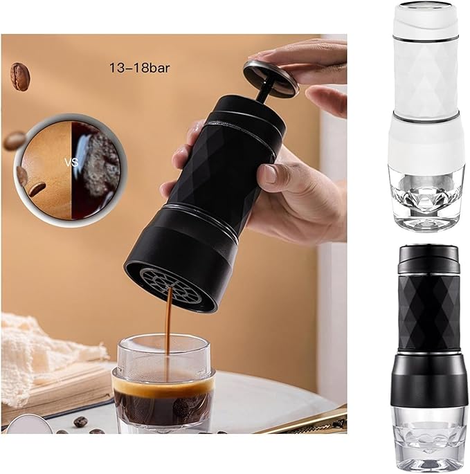 120ML Portable Espresso Machine - 2 in 1 Manual Coffee Maker for Camping and Home Use(B)
