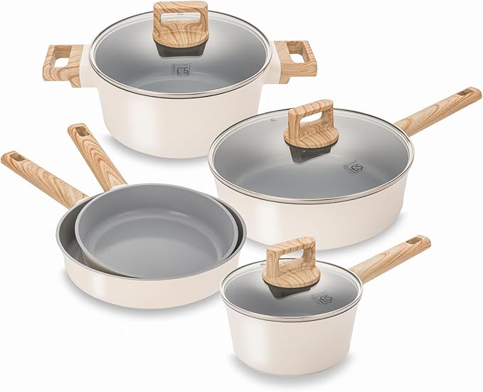 KOCH SYSTEME CS Nonstick Ceramic Cookware Set Nonstick Pots and Pans Set with Stay-Cool Handles Non-toxic Ceramic Kitchen Cooking Set Induction Compatible Dishwasher Safe PFAS and PFOA Free