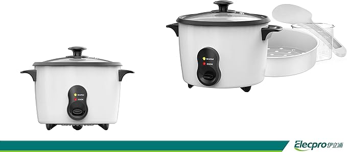 Uniware Electric Rice Cooker with Non-Stick Aluminum Pot Tempered Glass Lid Rice Paddle and Measuring Cup (10 Cup)