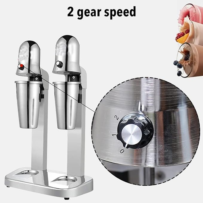 Double Head Milkshake Mixer Stainless Steel 2 Gears Speeds Smoothie Blender for Milk Tea Coffee Shops
