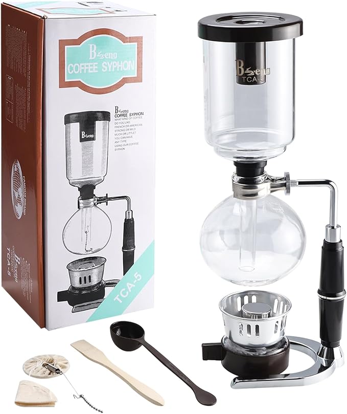 Amarine 5-Cup Tabletop Siphon Coffee Maker 16 Ounce Clear with Alcohol Burner (TCA-5)