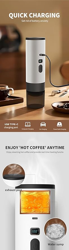 Portable Electric Espresso Coffee Maker Rechargeable Capsule Machine 90ML Tank 120ML Cup 5 Colors (Starry Sky Grey Standard Version without stand and storage bag)