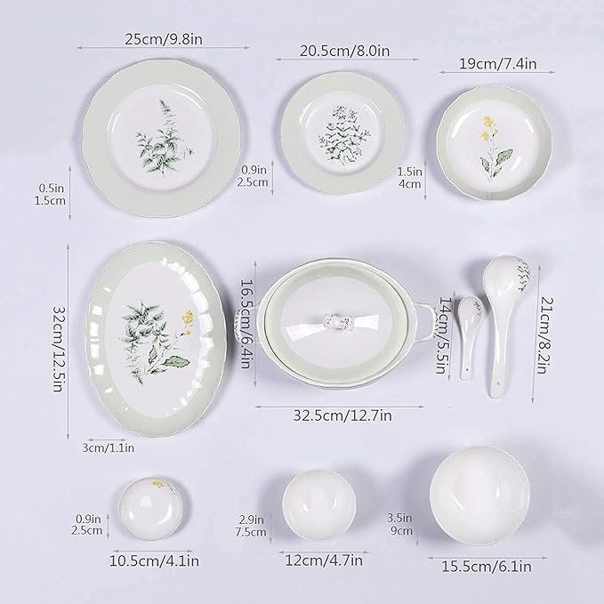 Dinnerware Set Dinnerware Sets 30 Pieces Of Household Porcelain Dinnerware Set Creative Lotus Shaped Plates And Bowls Sets Elegant Pastoral Style