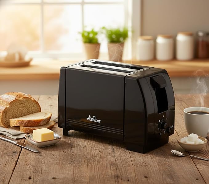 J&ampV TEXTILES Cool Touch Toaster with 6 Temperature Settings &amp Extra Wide 1.25 Slots for Bagels Waffles Specialty Breads Puff Pastry Snacks ETL Certified 2 Slices (Black)