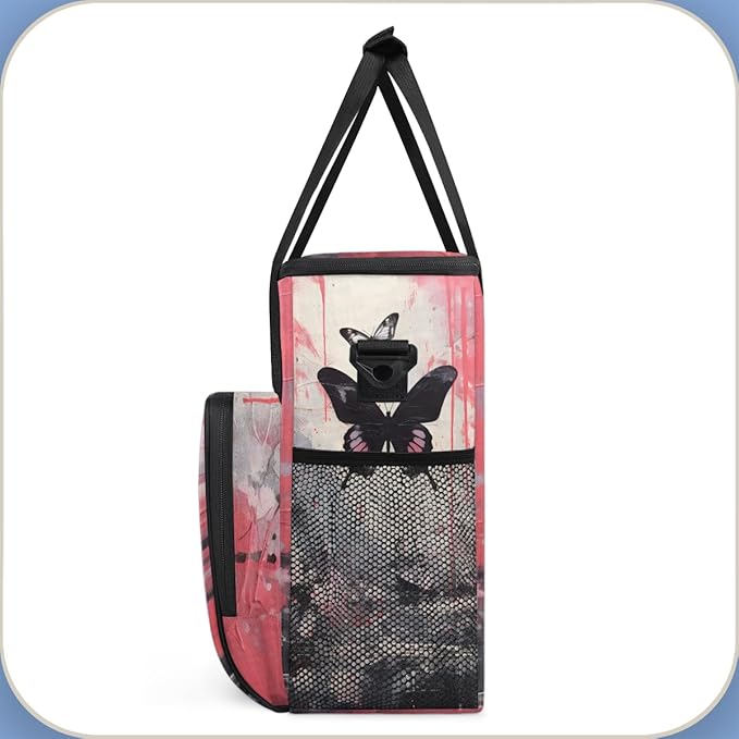 Flowers Butterfly Coffee Maker Carrying Bag Graffiti Butterfly Travel Storage Bag Compatible with K-Mini or K-Mini Plus Single Serve Coffee Brewer Carrying Case with Pockets &amp Shoulder Strap