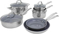 HENCKELS Clad H3 10-pc Induction Ceramic Nonstick Pot and Pan Set Stainless Steel Durable and Easy to clean