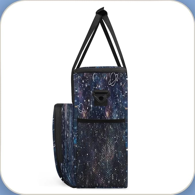 Galaxy Universe Starry Sky Coffee Maker Carring Bag Travel Carrying Storage Tote Bag Compatible Portable Single Serve Coffee Brewer Case with Pockets for K-cup Pods