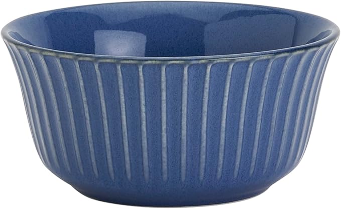 Tabletops Gallery Richmond 12-Piece Reactive Glaze Stoneware Dinnerware Set of Kitchen Dishes Dinner Plates Cereal Bowls Service for 4 Blue
