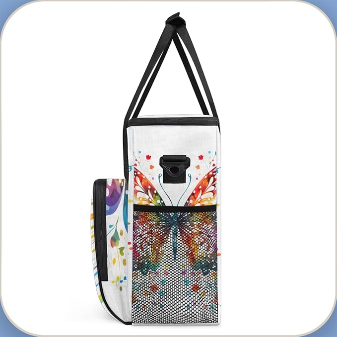 Abstract Butterfly Coffee Maker Carrying Bag Oil Painting Butterfly Travel Storage Bag Compatible with K-Mini or K-Mini Plus Single Serve Coffee Brewer Carrying Case with Pockets &amp Shoulder Stra