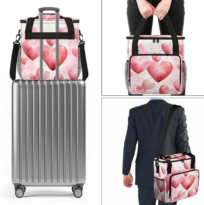Heart Balloon Coffee Maker Carrying Bag Portable Travel Storage Tote Bag Compatible with K-Mini or K-Mini Plus Single Serve Coffee Brewer Carrying Case with Multiple Pockets &amp Shoulder Strap