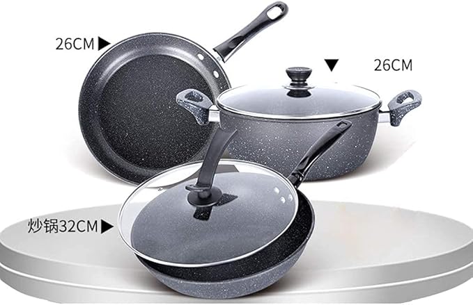 Cookware Set Frying pan Soup Pot stew Pot Wok Non-Stick pan Saucepan Cooking Pot Set Kitchen Casserole hotpot Steamer boilers (Set Meal 1) ()