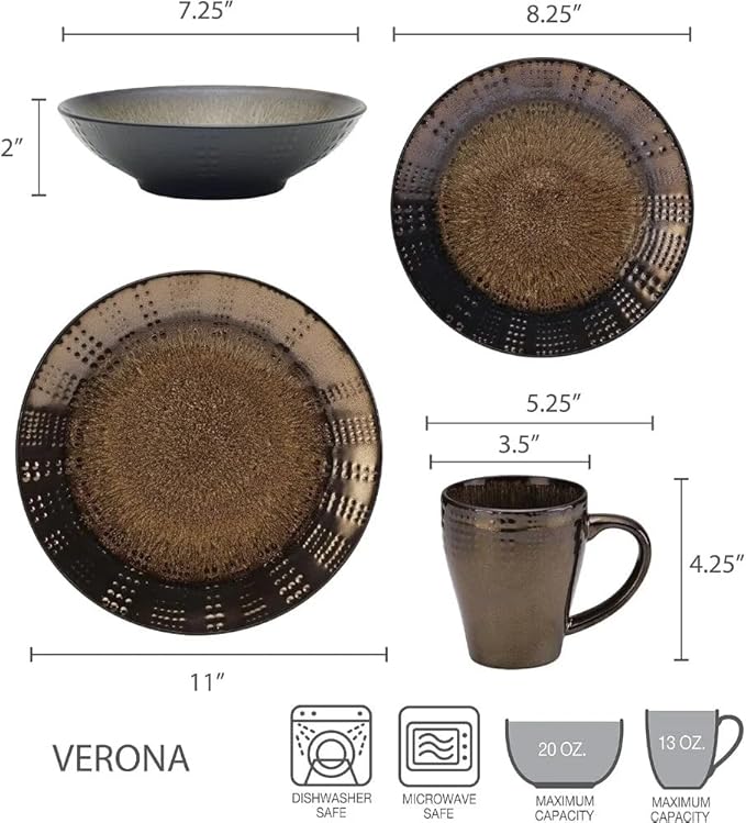 16-Piece Dinnerware Set Dinner Plates Service for 4 Plate Dish Kitchen Tableware Ceramic Dishes to Eat Sets