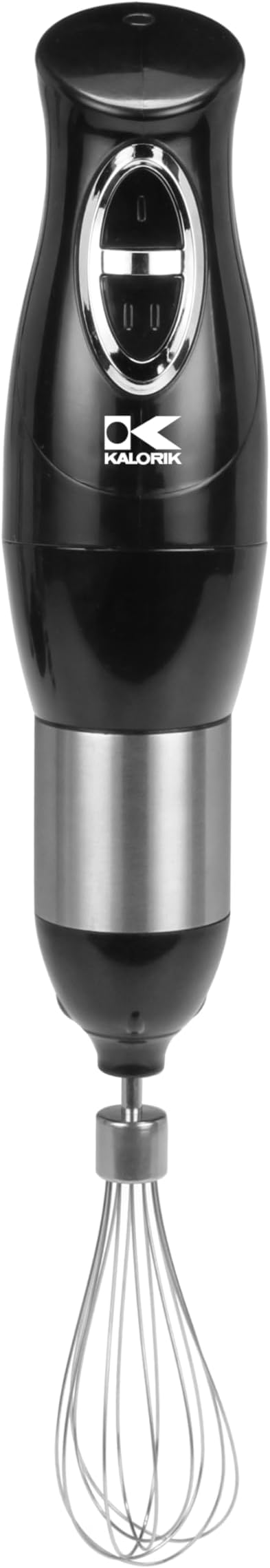 Kalorik Immersion Blender 3-in-1 Handheld Emulsion Combi Blender with Chopper Whisk and Stick Mixer Attachments Two Speed Switch and Stainless Steel Shaft and 20-Oz Mixing Cup 200-Watts Black