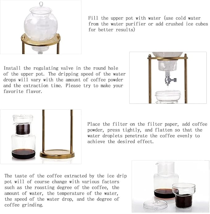 Beverage Equipment 600ML/20.29oz Cold Brew Coffee Maker Iced Drip Coffee Maker with Removable Filter Iced Coffee Maker &amp Iced Tea Maker Siphon Coffee Maker