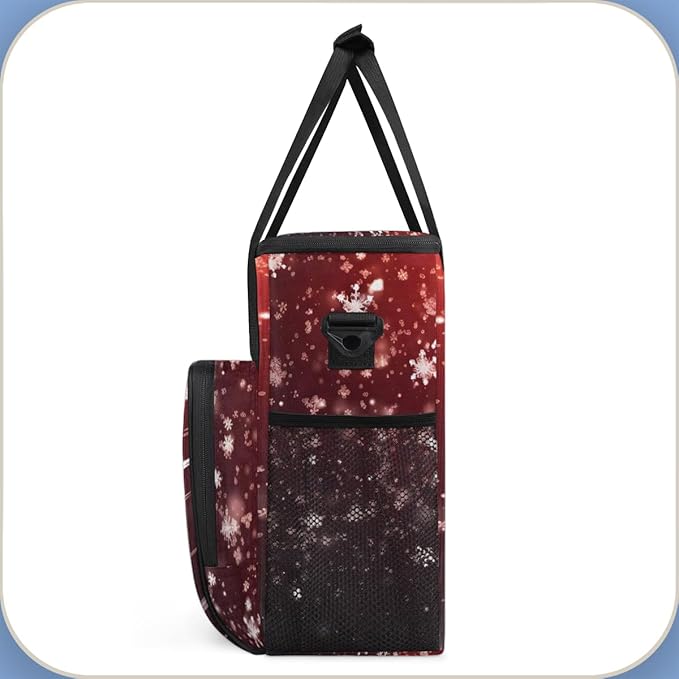 Xmas Snowflakes Coffee Maker Carrying Bag Mystical Snowflakes Travel Storage Bag Compatible with K-Mini or K-Mini Plus Single Serve Coffee Brewer Carrying Case with Multiple Pockets &amp Shoulder S