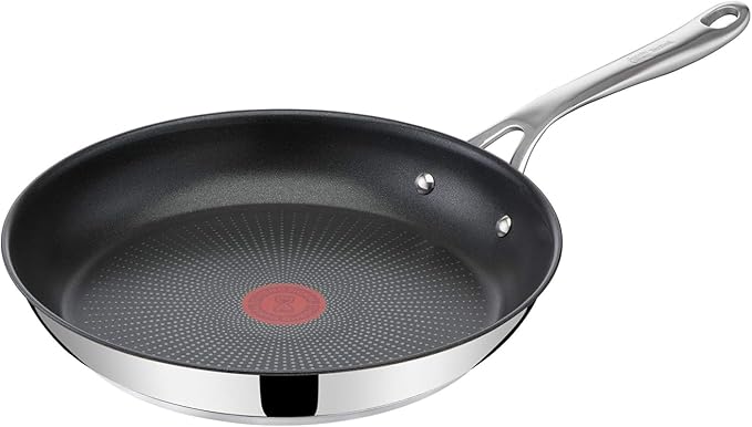 T-Fal x Jamie Oliver Nonstick Coated Stainless Steel Pan 11-Inch Induction Compatible Oven Safe up to 500°F Chef's Stainless Steel Skillet Frying Pan Silver